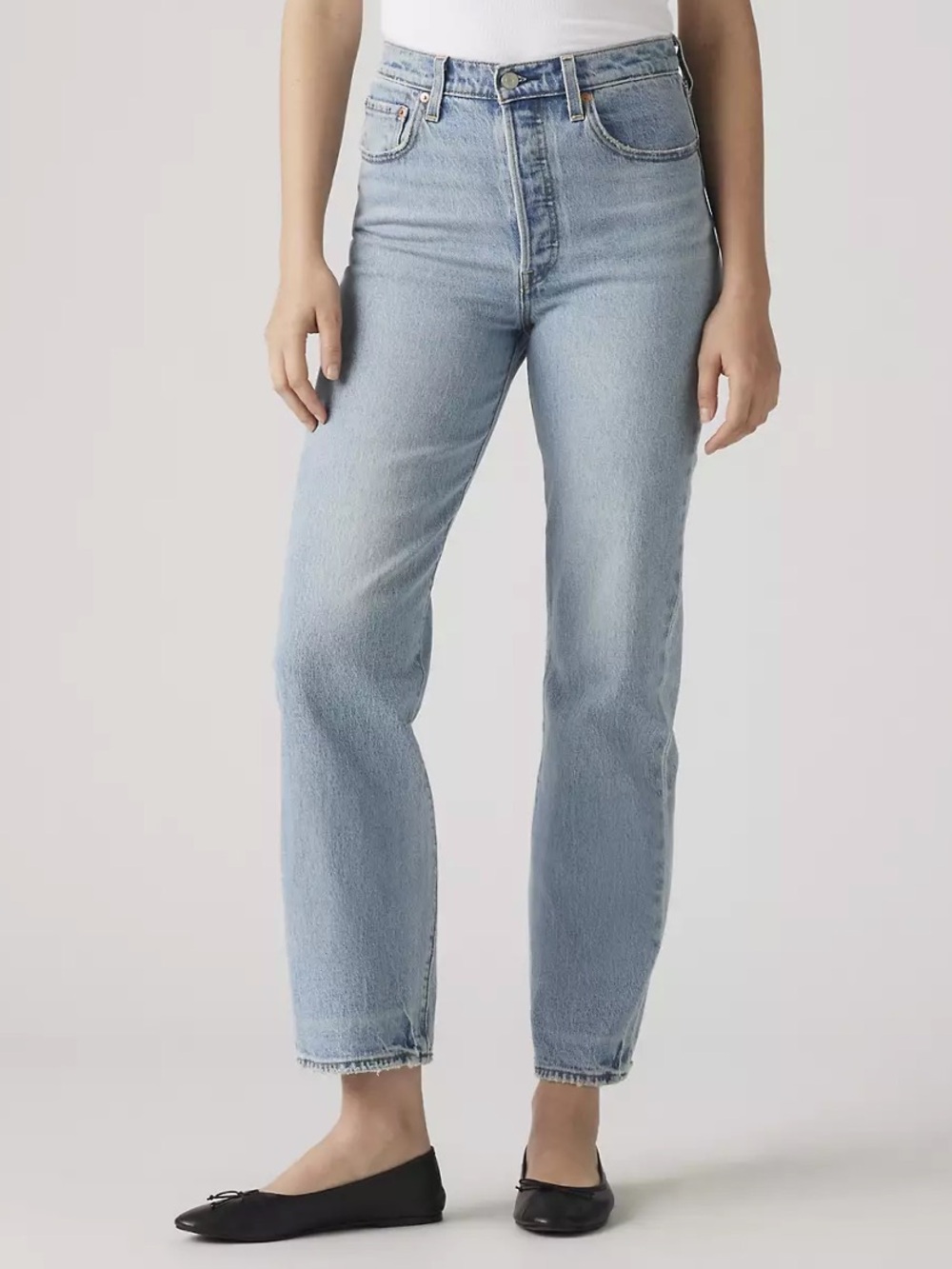 Levi’s Ribcage Straight High Rise Denim Jeans Light Blue Size 29 8 - Picture 2 of 11